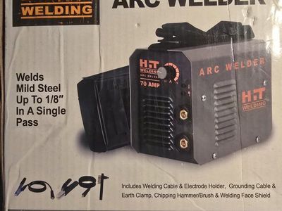 HiT Welding 70 Amp 120V Arc Welder - Welds 1/8" Mild Steel, 50A @ 22VAC Output