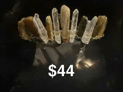 Handmade Clear Quartz & Jasper Crystal Wire-Wrapped Headband/Tiara