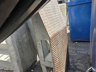 Heavy-Duty Metal Diamond Plate Walkway/Ramp Section - Industrial Grade, Weathered