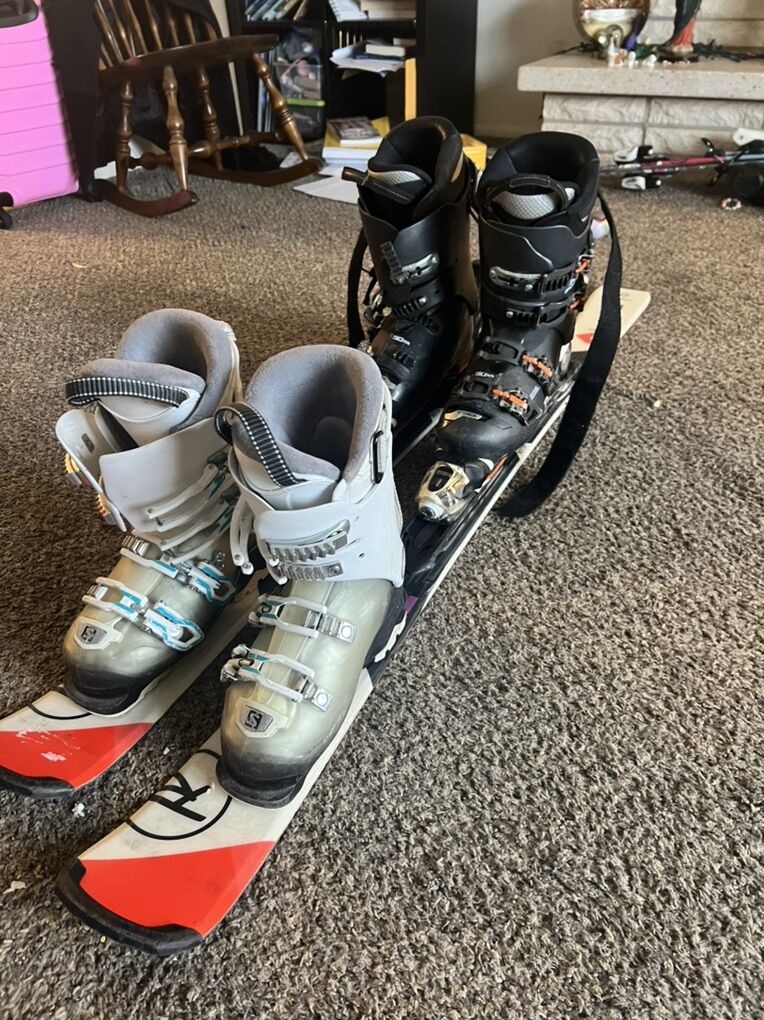 Rossignol Skis With Boots x2 And Bindings