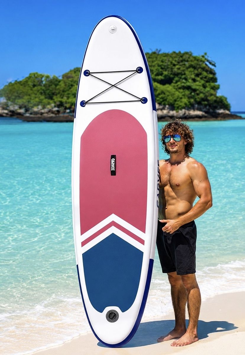 Inflatable Paddle Board SUP Kit - with Paddle, Pump, Fin, Leash, and Bag