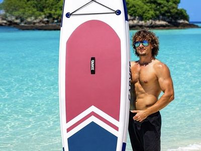 Inflatable Paddle Board SUP Kit - with Paddle, Pump, Fin, Leash, and Bag