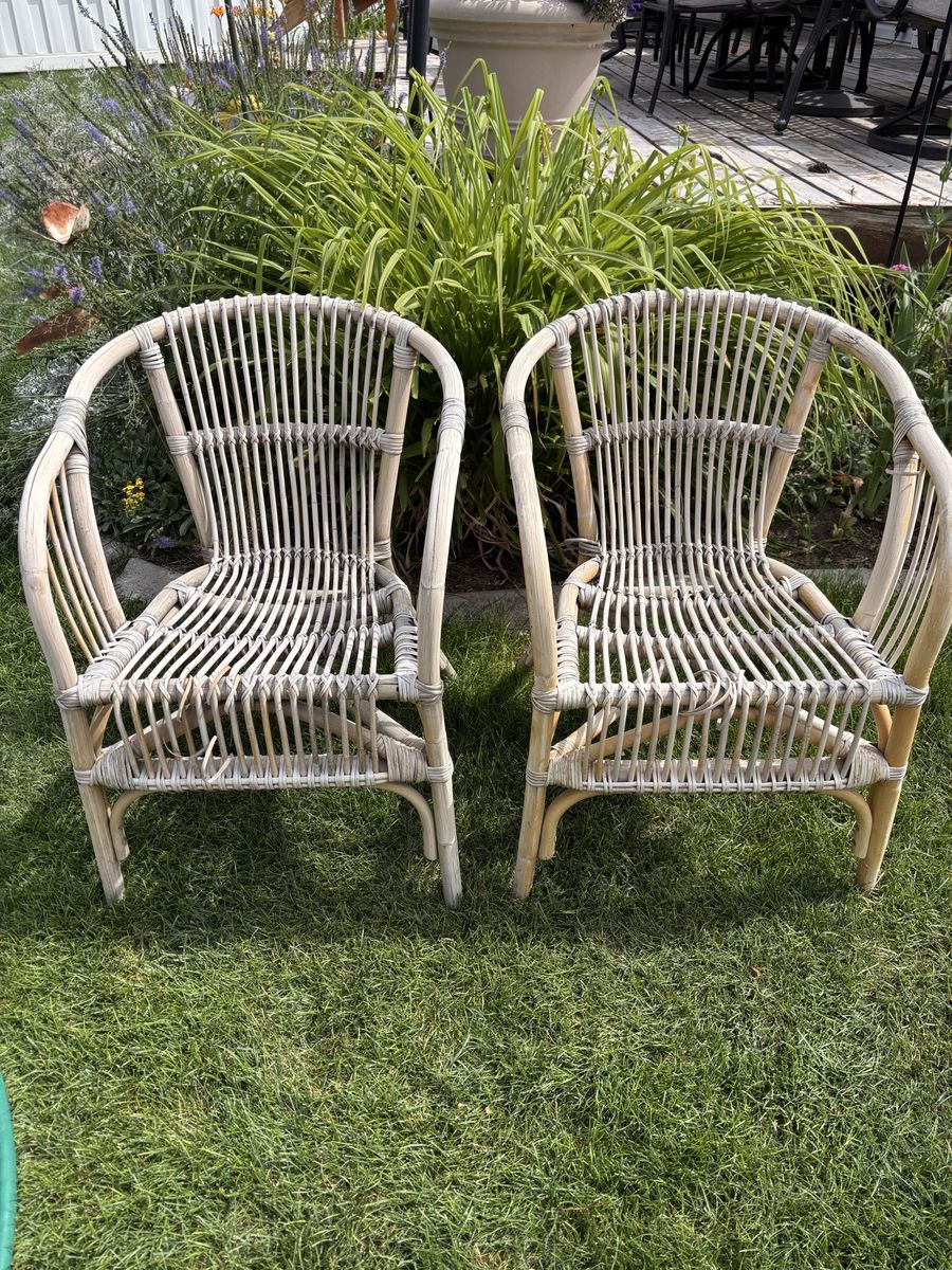 Pair Of Boho Wicker Chairs Perfect For The Porch