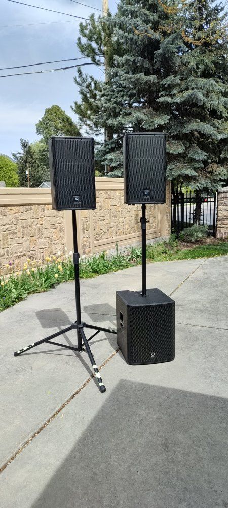 2.1 PA Sound System 15" Sub, 12" 2-way Tops & Bags