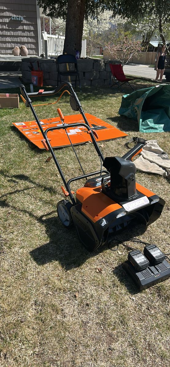 Snowblower with Recharger and Batteries