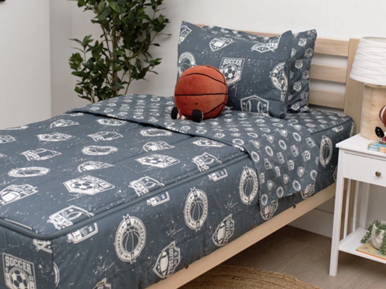 Twin size Available and Toddler Size  Zip-Up Bedding Set Sports Theme Blue Play Ball Beddys Bedding Mod & Winks Style