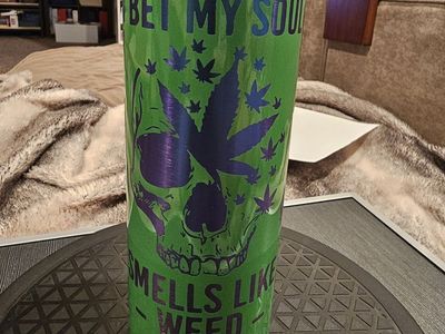 Custom Insulated Stainless Steel Tumbler - Green Skull Leaf Design