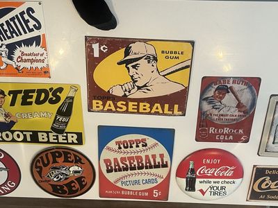 Vintage Style Tin Signs Coca-Cola A&W Topps Baseball Red Rock Root Beer Ford Mustang Super Bee