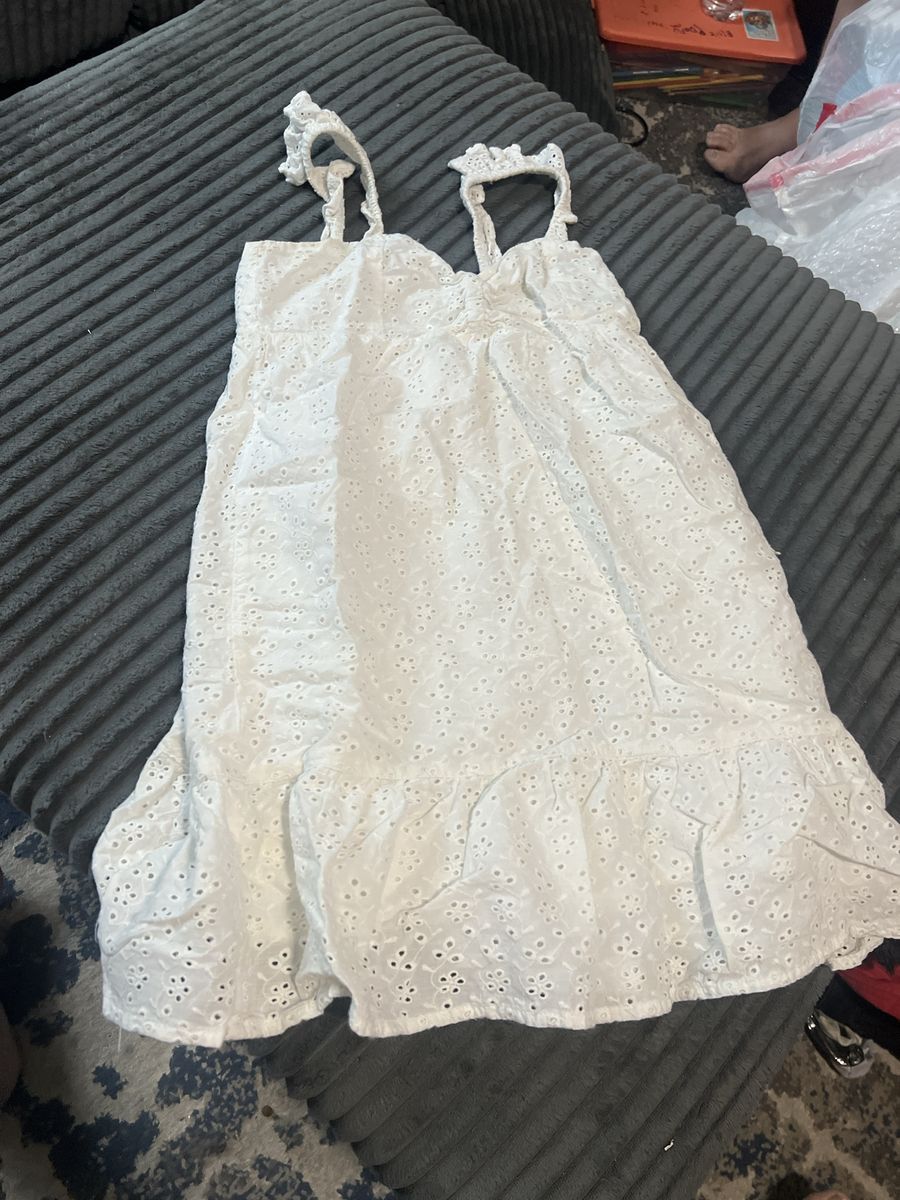 RSQ White Eyelet Lace Smocked Ruffle Strap Dress Size Medium