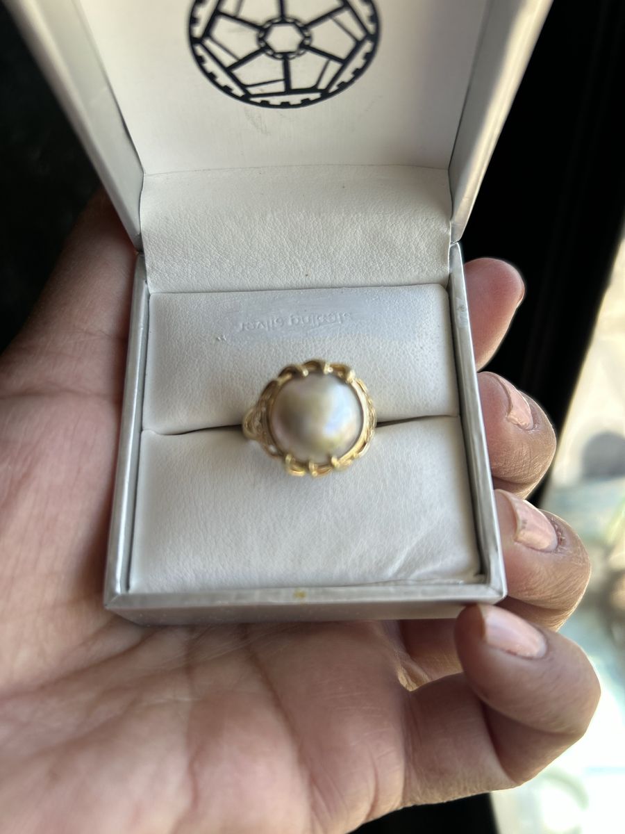 Gorgeous Mabe Pearl Ring set in 14k- 6.5 size.