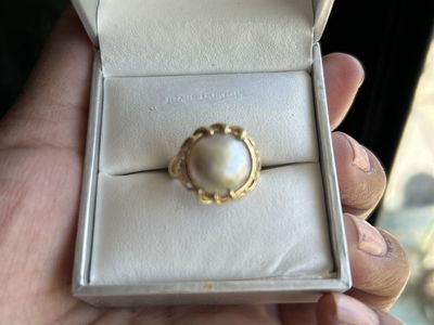 Gorgeous Mabe Pearl Ring set in 14k- 6.5 size.