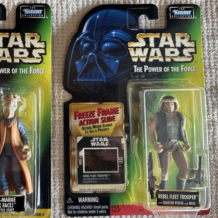 90’s Star Wars The Power of the Force Rebel Fleet Trooper w/Blaster Pistol & Rifle Action Figure Green Card