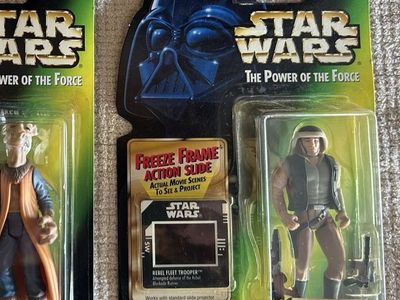90’s Star Wars The Power of the Force Rebel Fleet Trooper w/Blaster Pistol & Rifle Action Figure Green Card