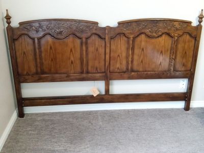 Baker Milling Road Furniture Traditional Carved Wood king Headboard - Excellent Condition