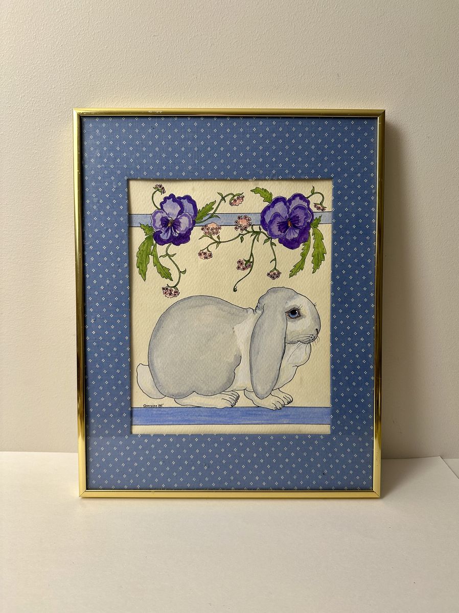 Vintage Flower Bunny Painting