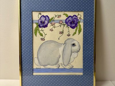 Vintage Flower Bunny Painting