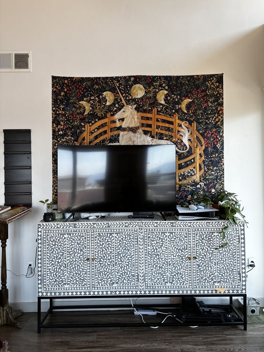Grey and White Bone Inlay Sideboard Credenza. Mint Condition.Originally $1695, $750 OBO