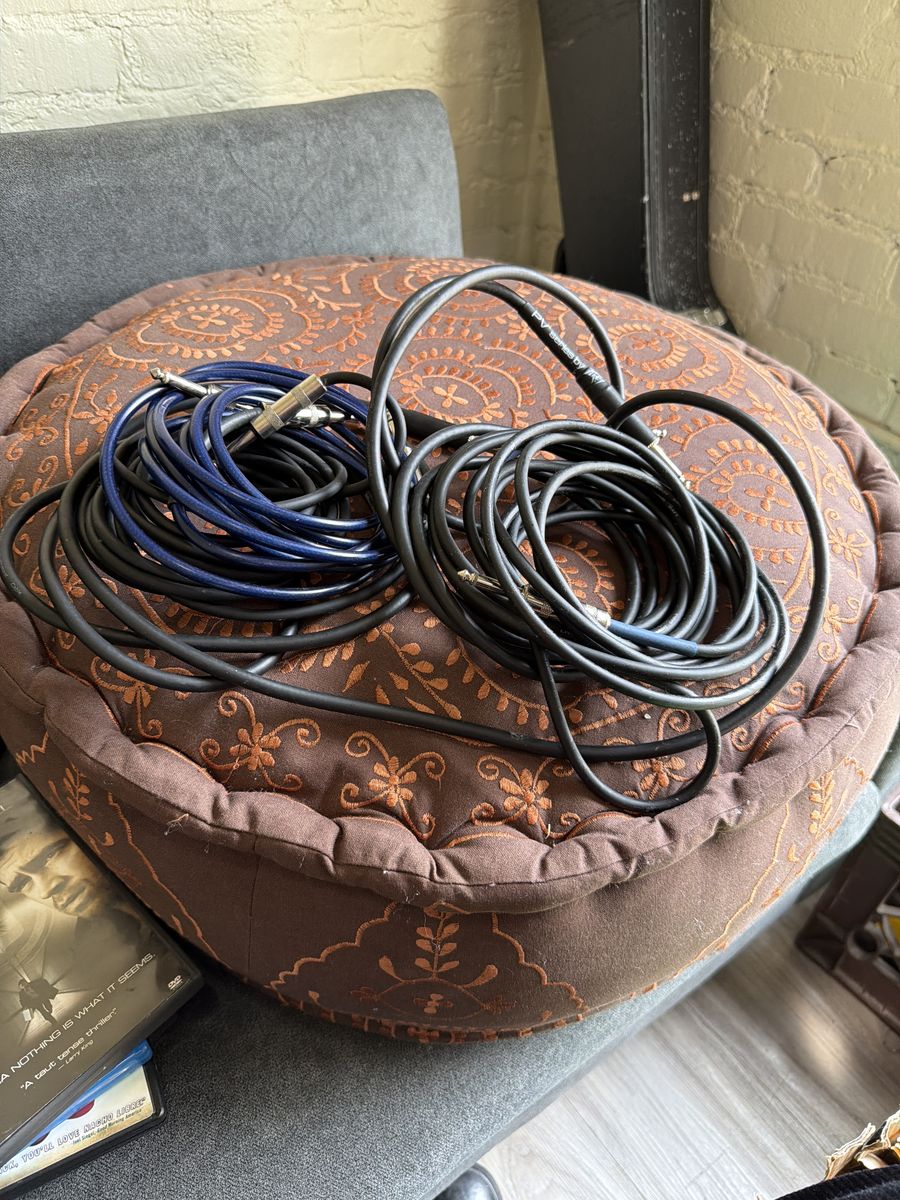Used Guitar Cables / Instrument Cables - 2 Black, 1 Blue - Assorted Lengths