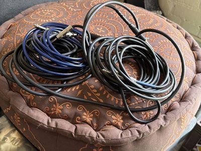 Used Guitar Cables / Instrument Cables - 2 Black, 1 Blue - Assorted Lengths