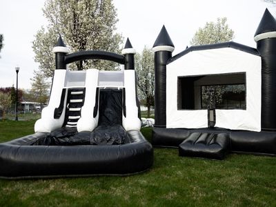 Black & White Bounce House + Water Slide Combo