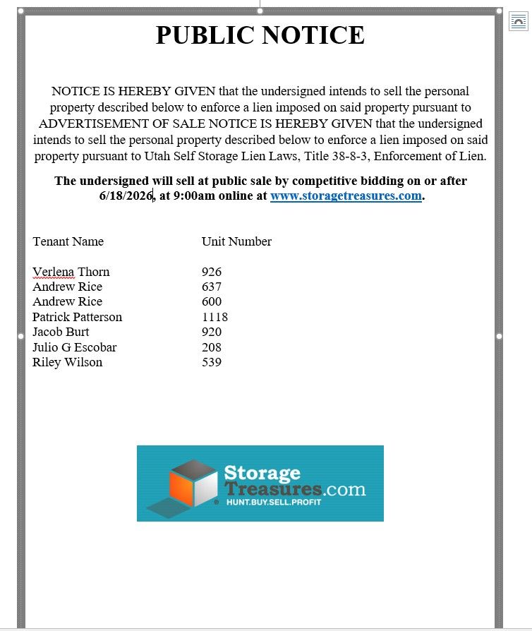 Notice of Public Auction