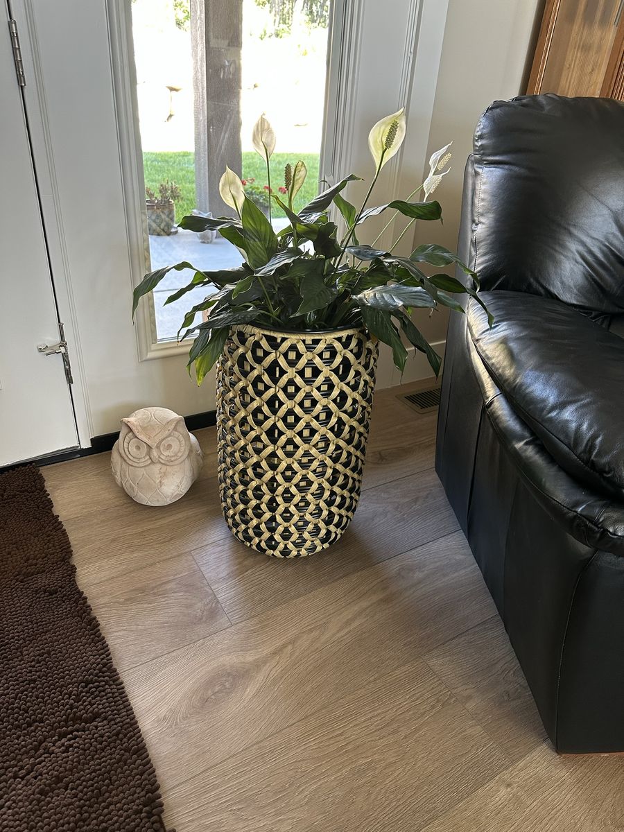LARGE POLY RATTAN STYLE PLANTER 