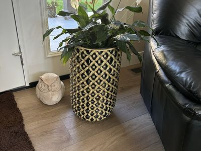 LARGE POLY RATTAN STYLE PLANTER