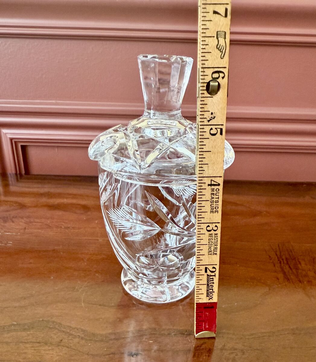 Vintage Crystal Sugar/Jam Jar with Slotted Lid Etched and Cut Flower Design - Absolutely Gorgeous- C PIX