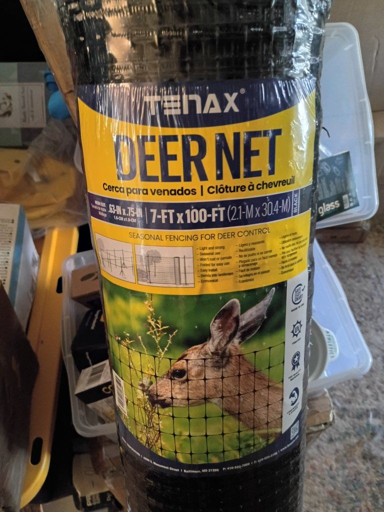 Tenax Deer Net 7ft x 100ft Black Seasonal Fencing for Deer Control New