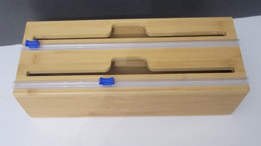 Bamboo Plastic Wrap and Foil Dispenser with Cutter