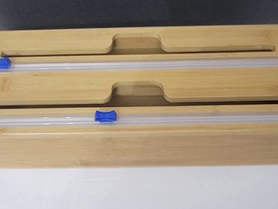 Bamboo Plastic Wrap and Foil Dispenser with Cutter