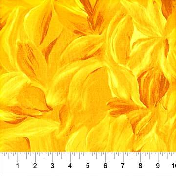 Yellow gold leaves fabric - free US shipping with 2 yards or mor