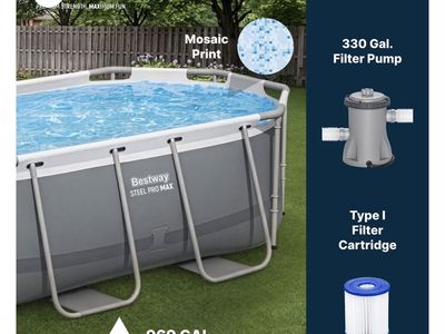 Bestway Steel Pro MAX 969 Gal Oval Above Ground Pool Set w/ Filter Pump & Cartridge