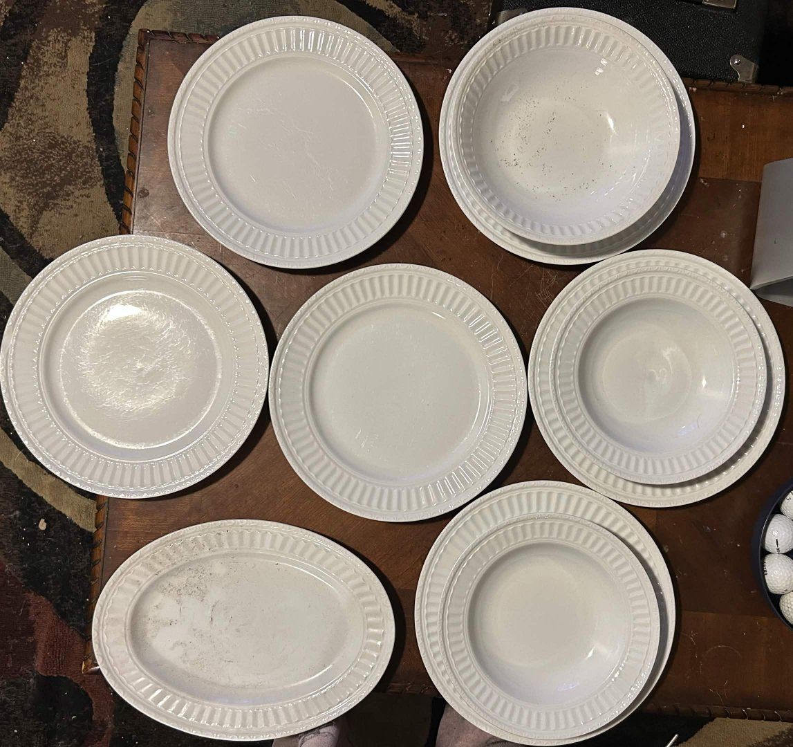 White Dinnerware Set - Bowls, Plates, Oval Platter