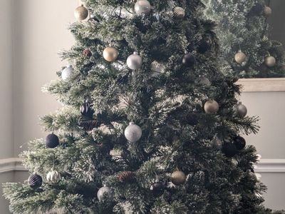 Flocked Artificial Christmas Tree with Ornaments - FREE