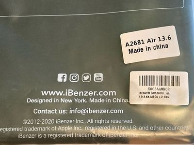 iBenzer MacBook Air 13.6 Case - Dark Green Hard Shell Cover & Keyboard Skin