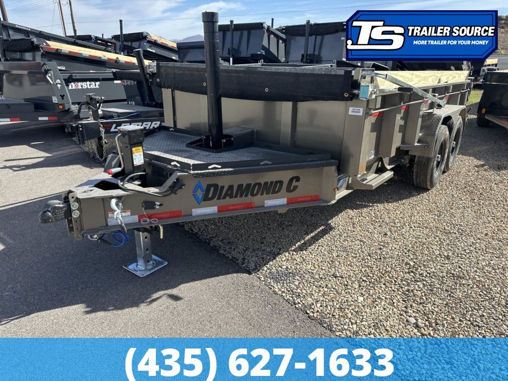 7x14 Diamond C LPT 207 Dump Trailer - 24" Sides - 15.5K GVWR - 14 Ply Tires, Board Brackets, Long Arm Tarp