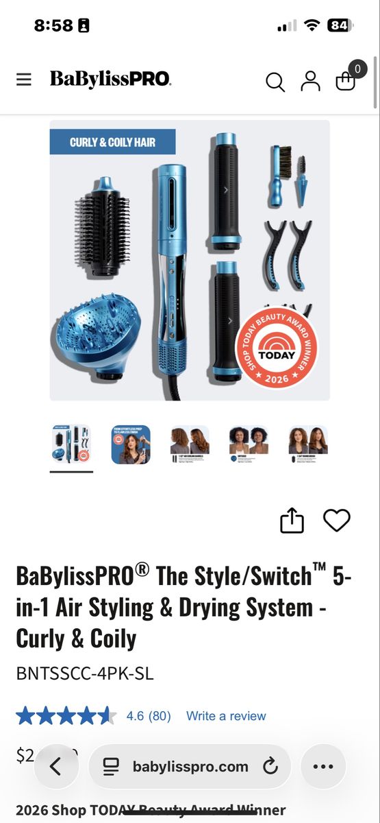 Air wrap babybliss curling iron and drier kit