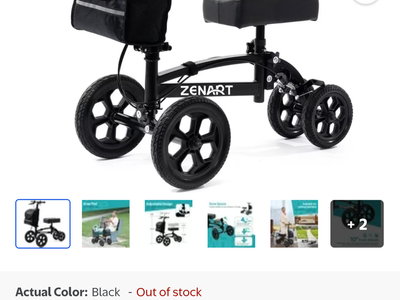ZENART All-terrain Knee Scooter Foldable Walker for Foot Injuries Adult Crutch Alternative,Black