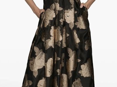Donna Karan One Shoulder Metallic Formal Dress with a Bow on the Shoulder