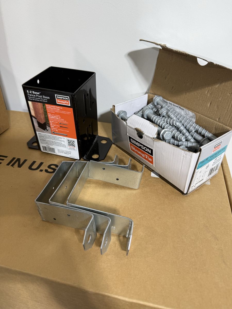 Privacy wall parts.  Simpson strong tie base and anchors. 
