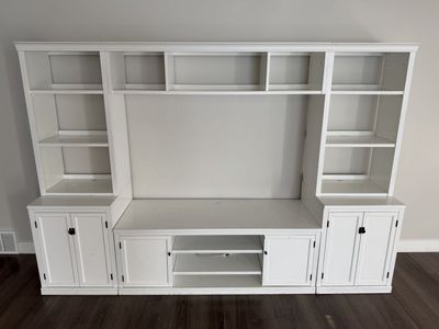 Pottery Barn White Entertainment Center Wall Unit - 110.25"W x 75"H x 23"D Base
