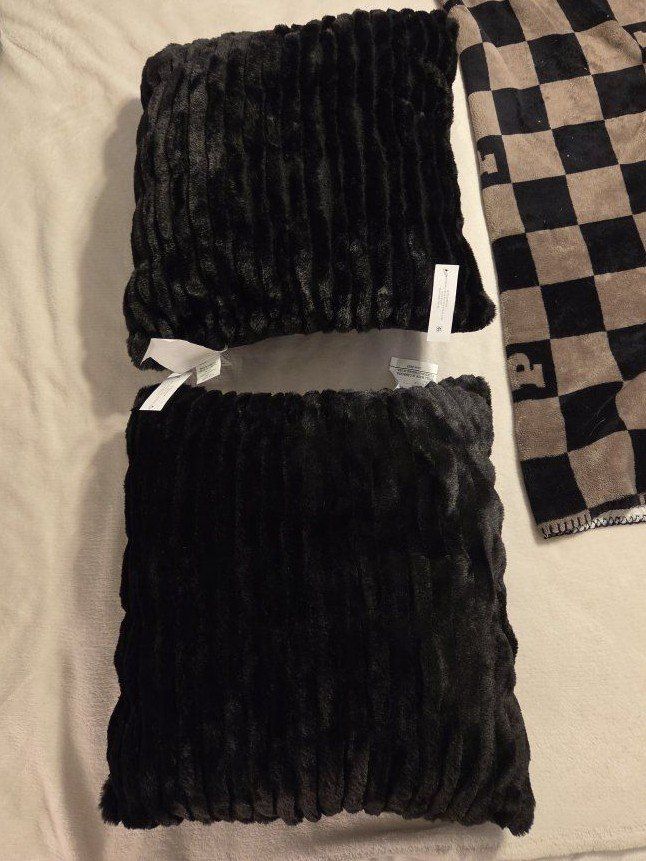 Black Fur Decorative Pillows