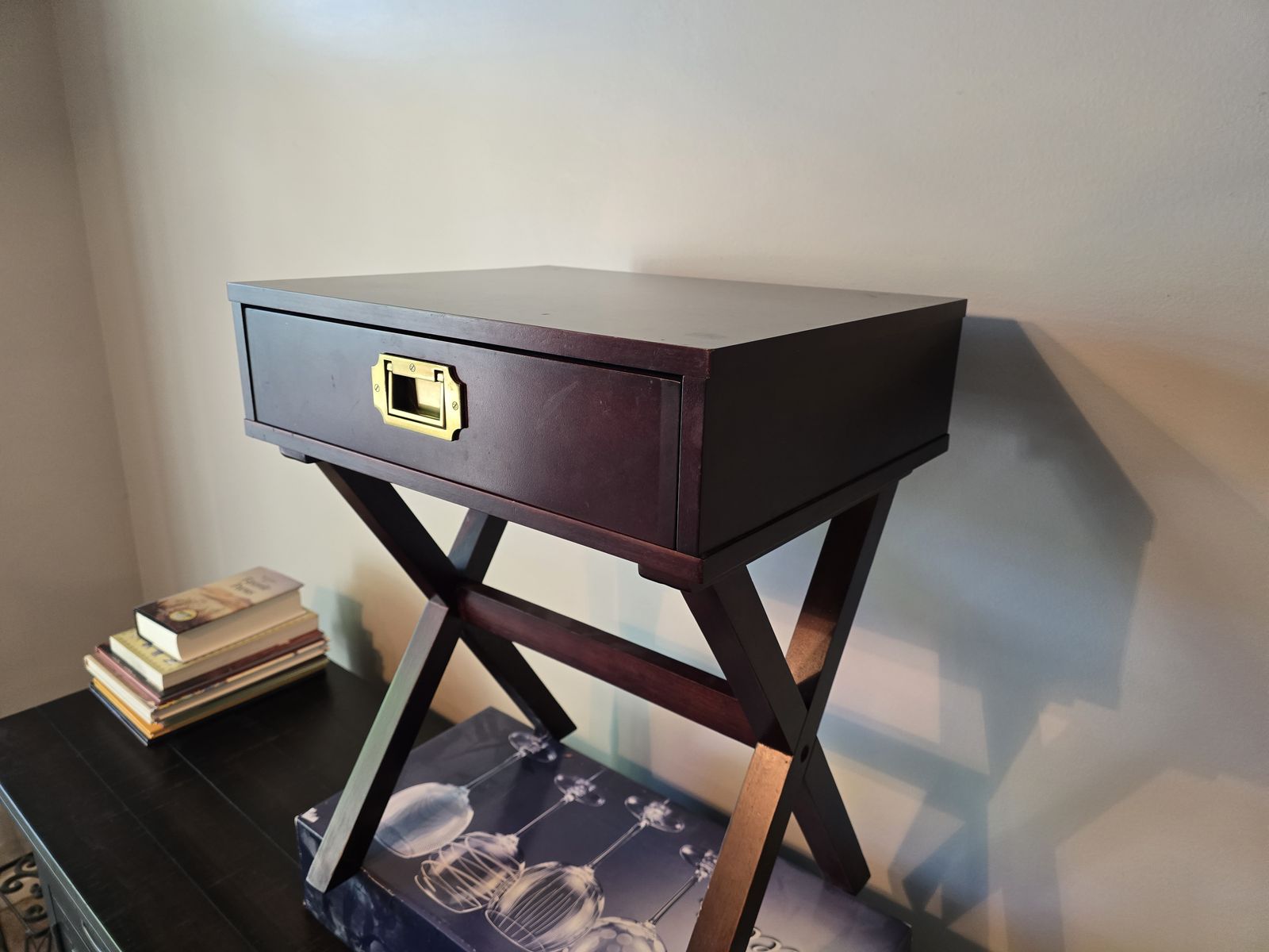 Dark Wood Tray Table / Small End Table