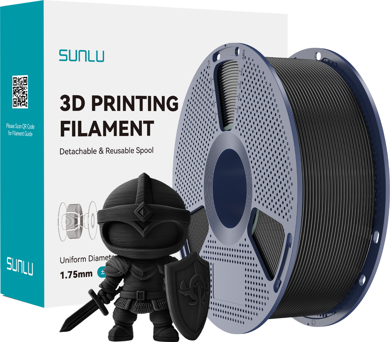 Sunlu PLA+ 3D Printer Filament  - Black - $14 per spool - New
