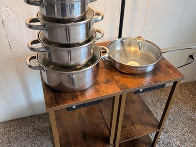 Cook N Home Kitchen Cookware Sets, 12-Piece Basic Stainless Steel Pots and Pans, Silver