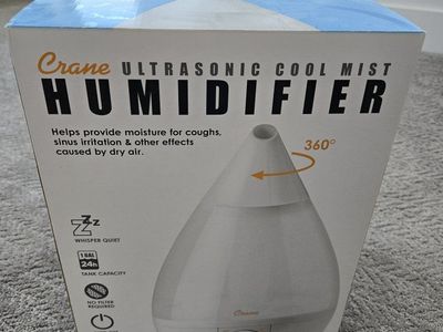 Crane Ultrasonic Cool Mist Humidifier 1 Gallon Tank White