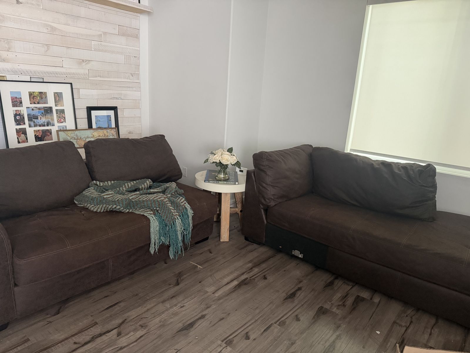 Brown Fabric Sectional and Couch Set