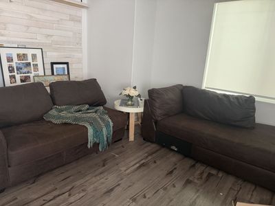 Brown Fabric Sectional and Couch Set