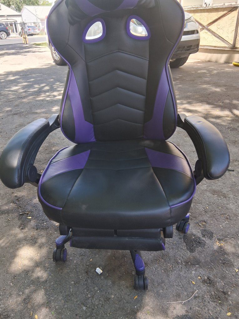 Respawn Ergonomic Black & Purple Gaming Chair with Lumbar Support & Footrest